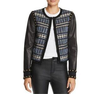 Ramy Brook Alanza Leather Suede Tweed Studded Lined Jacket Women's Medium